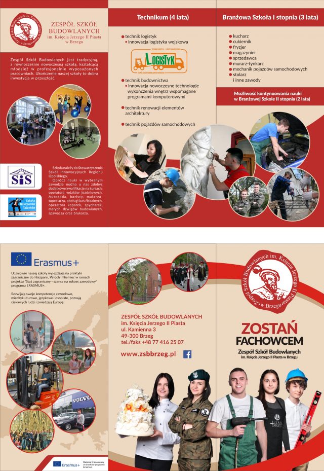 Ulotka promująca Zespół Szkół Budowlanych - treść w artykule