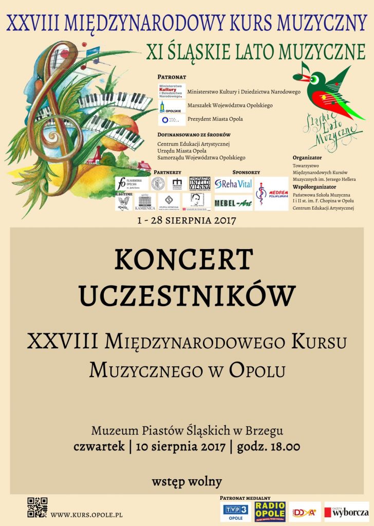 Plakat na Międzynarodowy Kurs Muzyczny XI Śląskie Lato Muzyczne