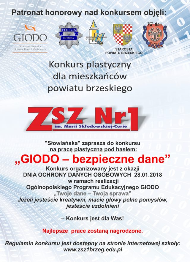 Konkurs plastyczny „GIDO – bezpieczne dane” Plakat promujący konkurs, treść w artykule