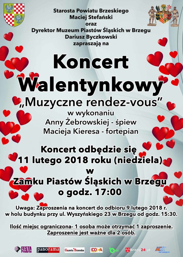 Plakat reklamujący Koncert Walentynkowy. Treść w artykule.