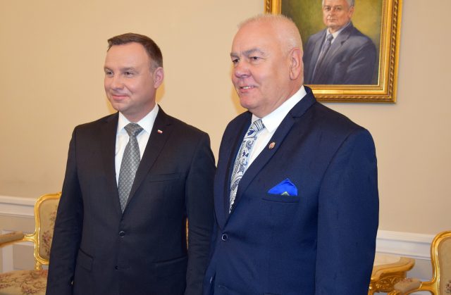 Prezydent RP Andrzej Duda i Starosta Powiatu Brzeskiego Maciej Stefański