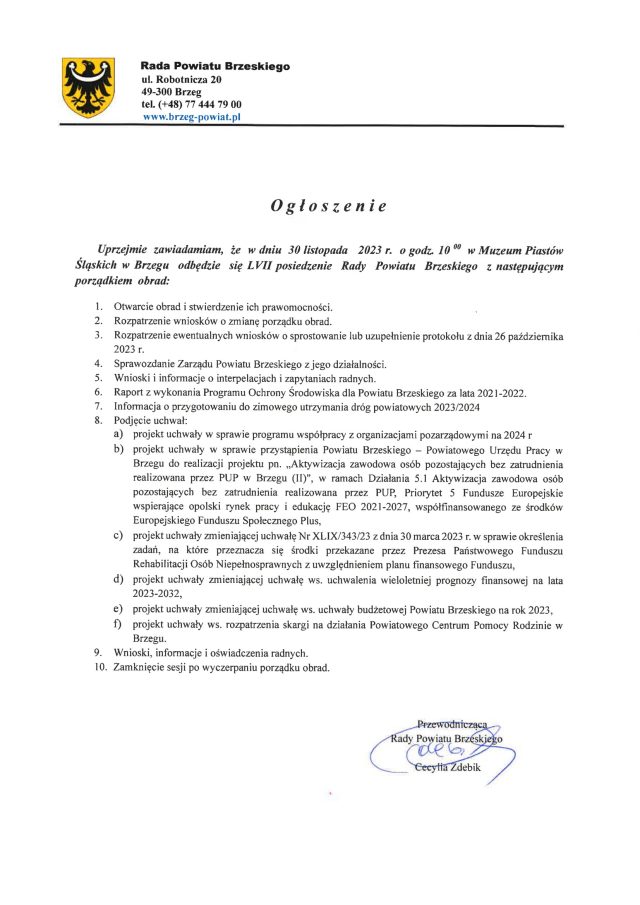 Ogłoszenie LVII sesja RPB