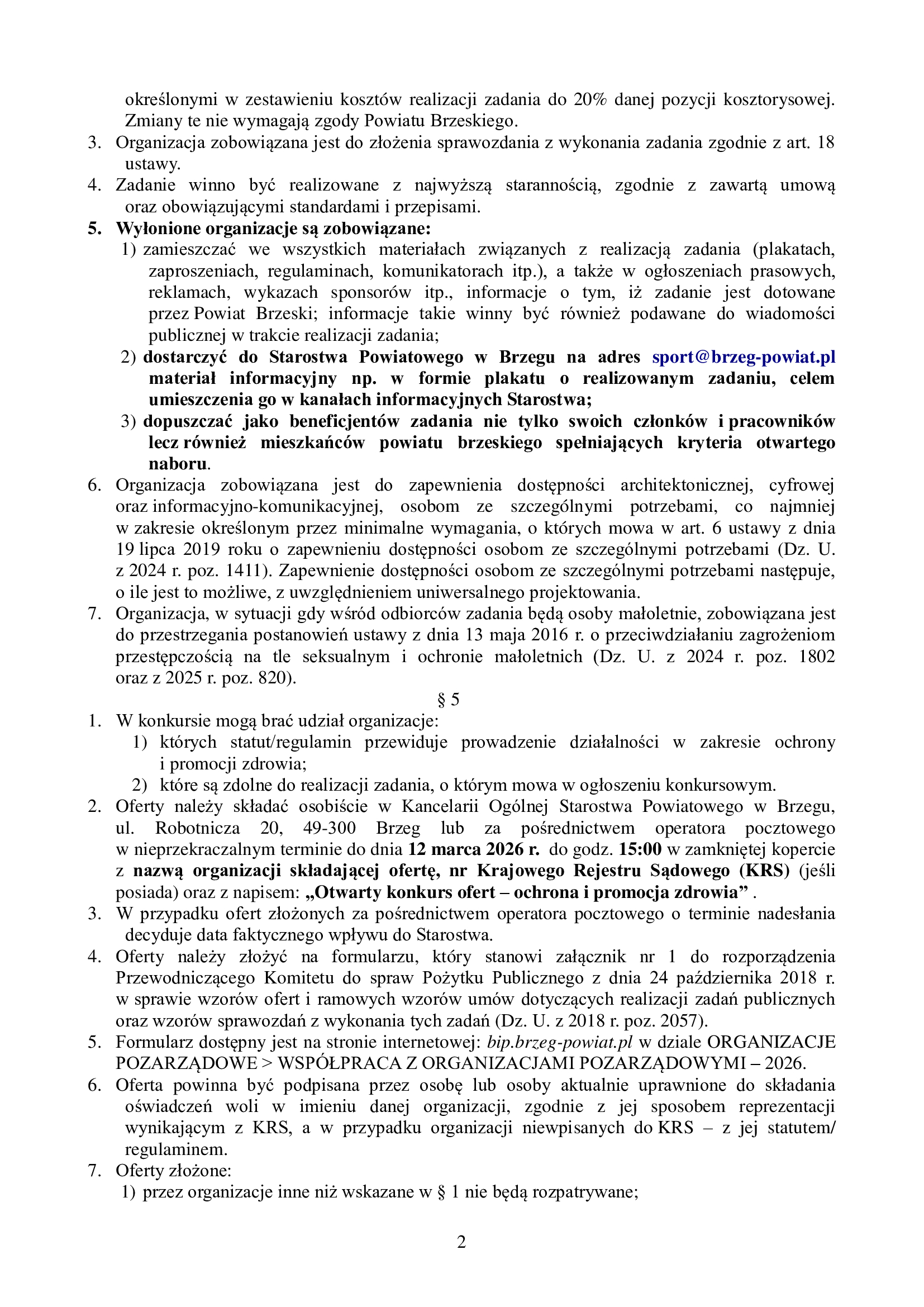 Ogłoszenie konkursu dla organizacji pozarządowych na realizację zadania publicznego z zakresu ochrony i promocji zdrowia